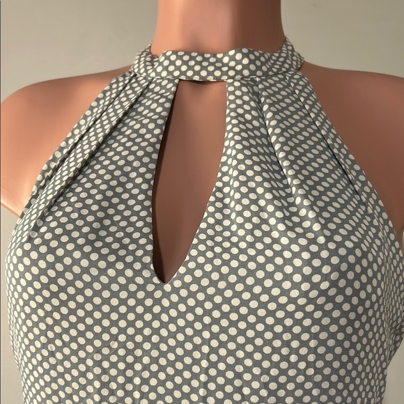 Express Women’s Polka Dot Halter  Keyhole Neck Lined Fit and Flare Dress Sz 12 - Picture 5 of 14